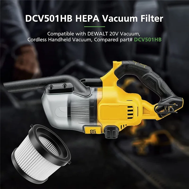 Фото SUNRL 2 шт. сменный HEPA-фильтр для беспроводного ручного пылесоса DEWALT DCV501HB 20 В, с черной прокладкой, часть DCV5011H №2