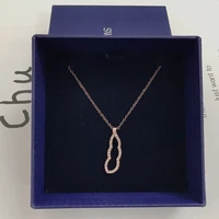 brand 11 elegant temperament diamond studded rose gold hollow pea line design styling necklace pendant lady silver jewelry