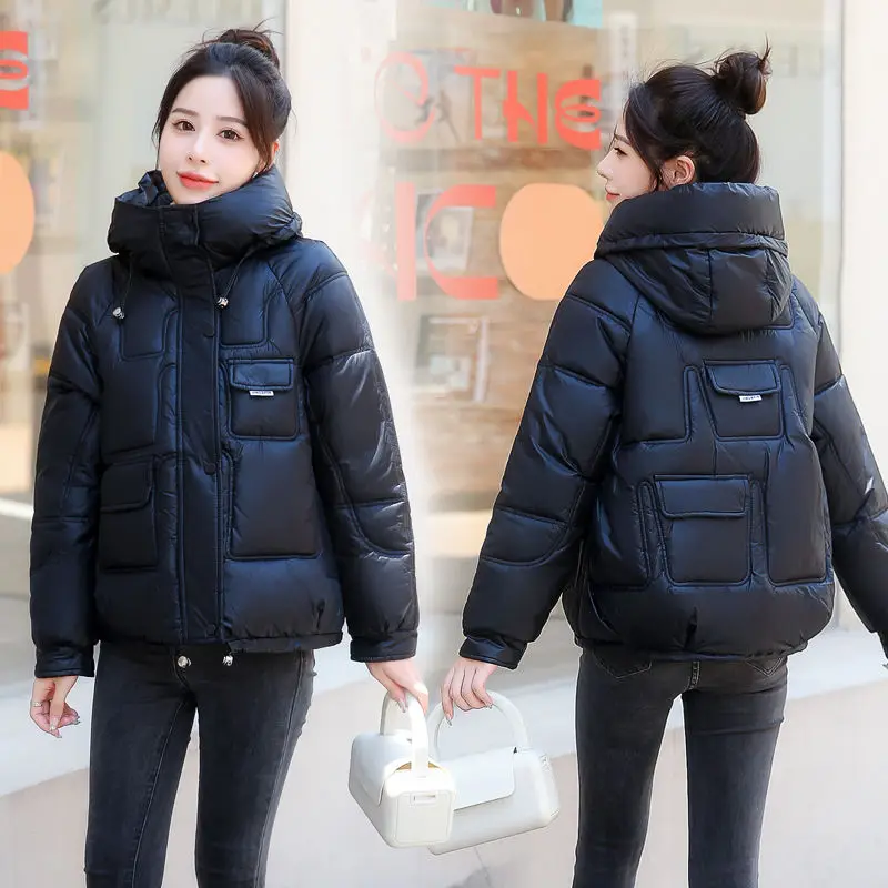2023 New Winter Jacket Women Down Cotton Jacket Parkas Female Korean Loose Hooded Warm Hooded Coat Outwear Overcoat  A13