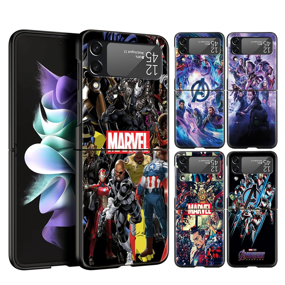 

Disney The Avengers Hard PC Phone Case For Samsung Galaxy Z Flip 4 Bag Black ShockProof Cover for Samsung Z Flip 3 5G Shell