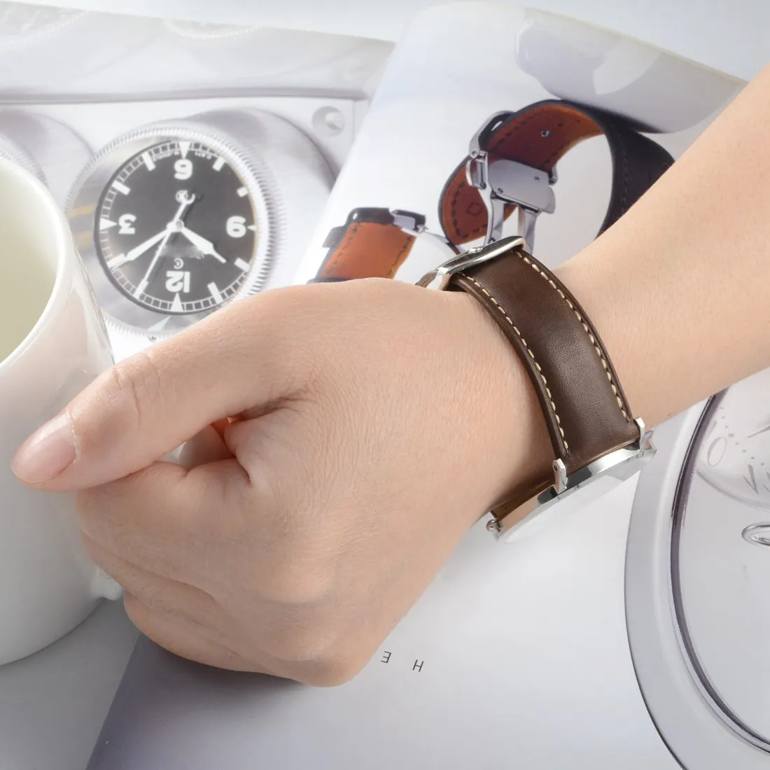 WOCCI Genuine Leather Watch Strap 14mm 16mm 18mm 19mm 20mm 21mm 22mm 23mm 24mm Replacement Watch Bands for Men Women Wristwatch