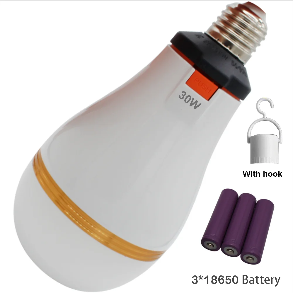 

LED Emergency Bulb With Removable Battery 18650 Outdoor Camping Rechargeable Bulb Power Supply AC 85-265V Lighting 8 Hours
