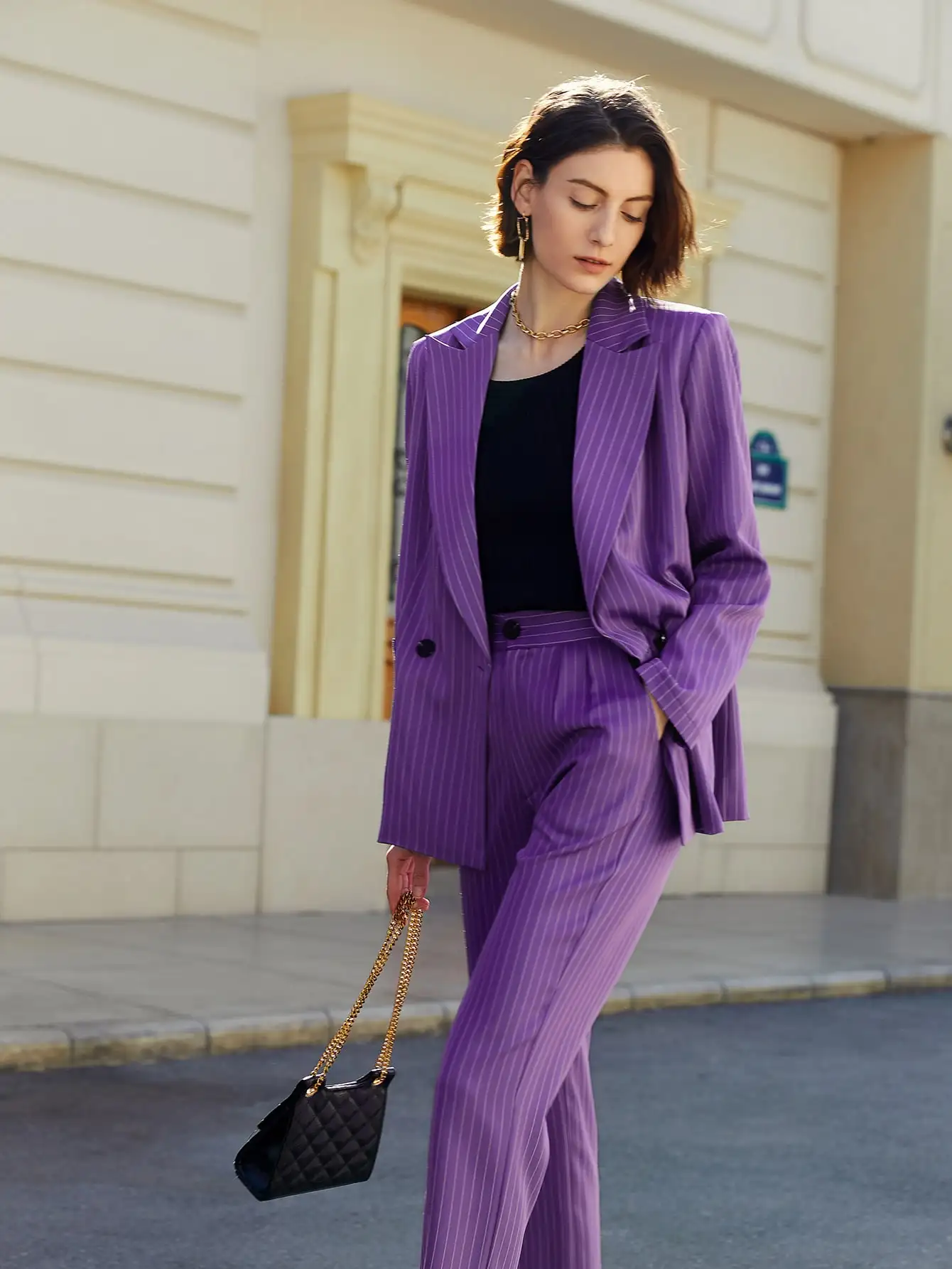 AEL женский пиджак осень 2024 новая мода полосатый свободный повседневный пальто