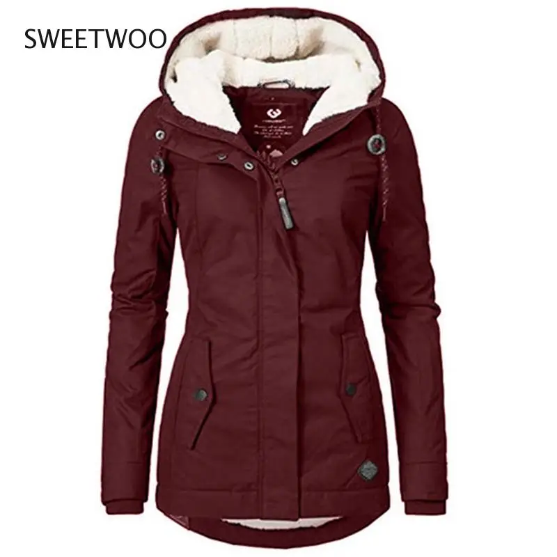 Cotton Padded Jacket Black Women Solid Hood Fur Warm Winter Coat  S-4Xl Office Ladies Retro Causal Loose Parkas Outwear