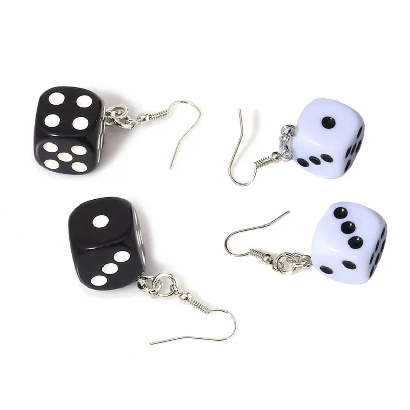 

1 Pair Exquisite White/Black 3D Cubic Pendant Earrings Vintage Drop Earrings Accs for for Masquerade Party