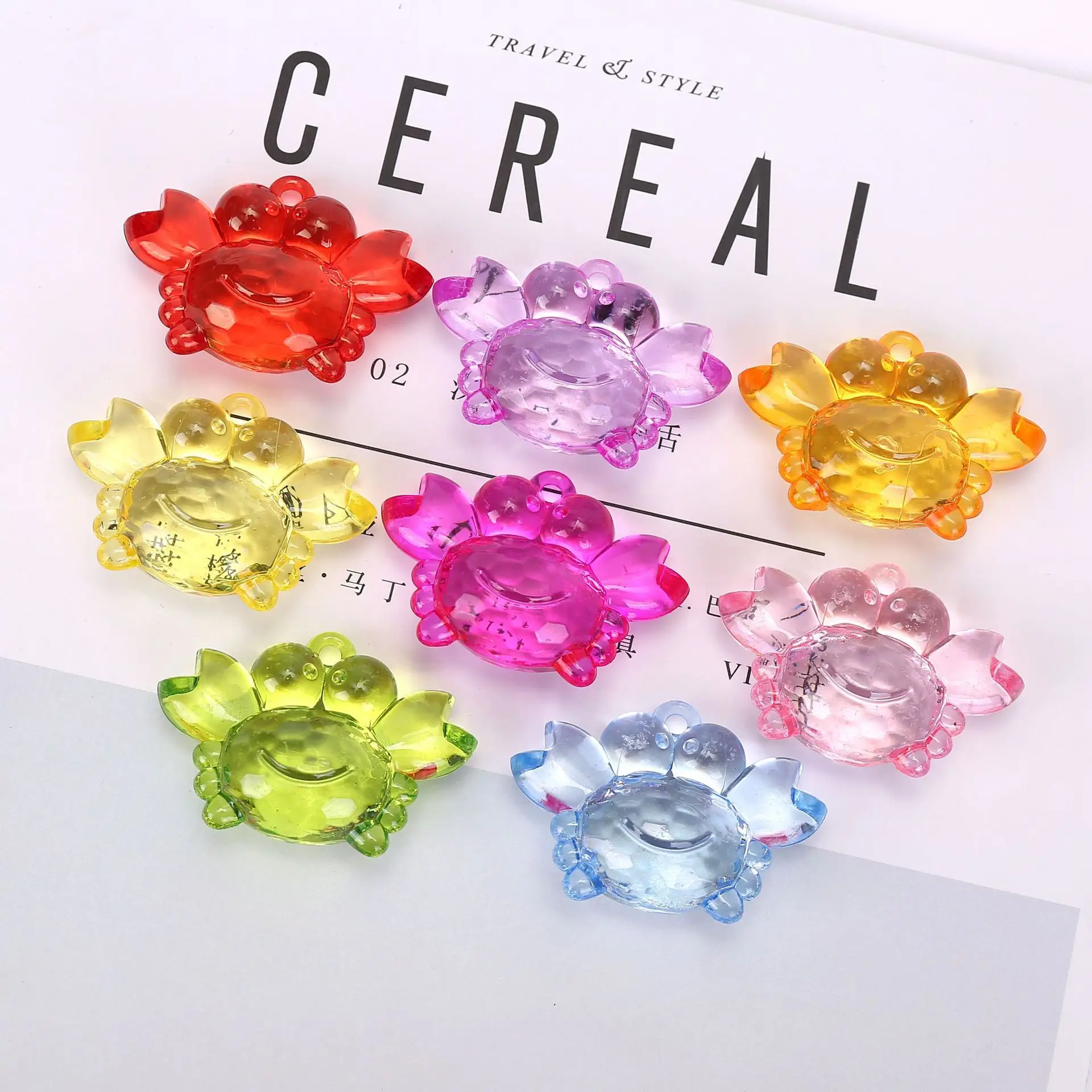 

Акриловые разноцветные прозрачные подвесные бусины в форме краба из искусственных кристаллов для изготовления ювелирных изделий «сделай ...