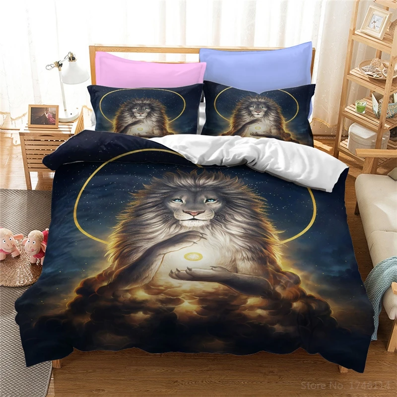 Комплект постельного белья с 3d-изображением волка в лесу Королевский рисунком