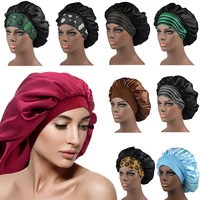 satin solid silk hair cap sleepong sleeve hijab for sleeping for women care bonnet sleep african night sleep cap hair men unisex