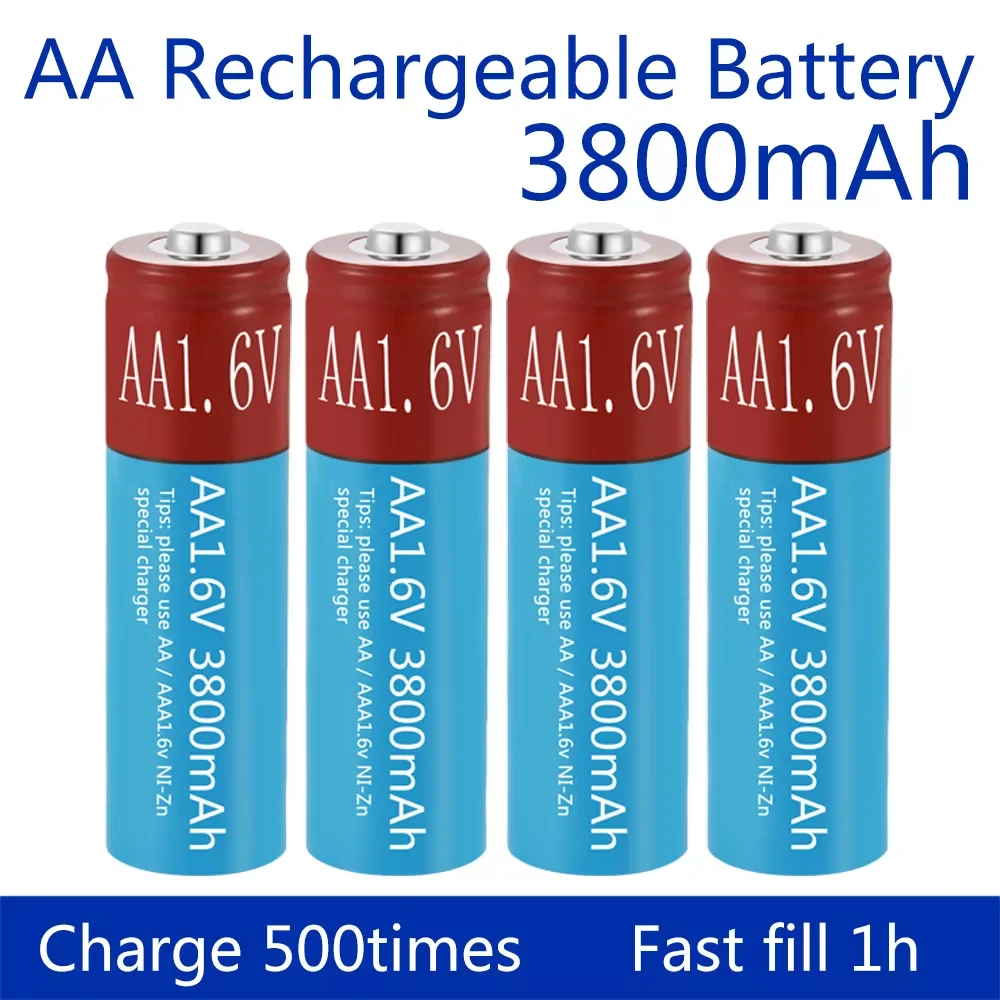 

NEW AA Rechargeable Batteries NiZn 3800mAh Replace 1.5V/1.2V AA battery 1.6V Battery for toys MP3 Solar Lights Camera MP4 RC car