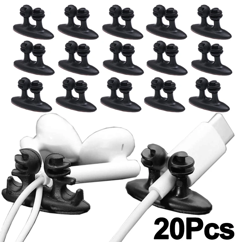

20Pcs Cable Winder Organizer USB Charging Cable Clips Desk Tidy Organization Wire Cord Holder Protector Car Home Office Supplies