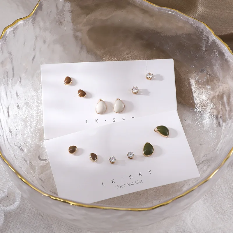 

S925 Fashion Oil Drop Earrings New Retro Creative Geometric Minority Temperament High-end Combination Female Earrings Trend