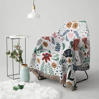 2022 the deer forest multifunctional woven jacquard blanket plant flowers home decorate sofa cover double side bedspreed