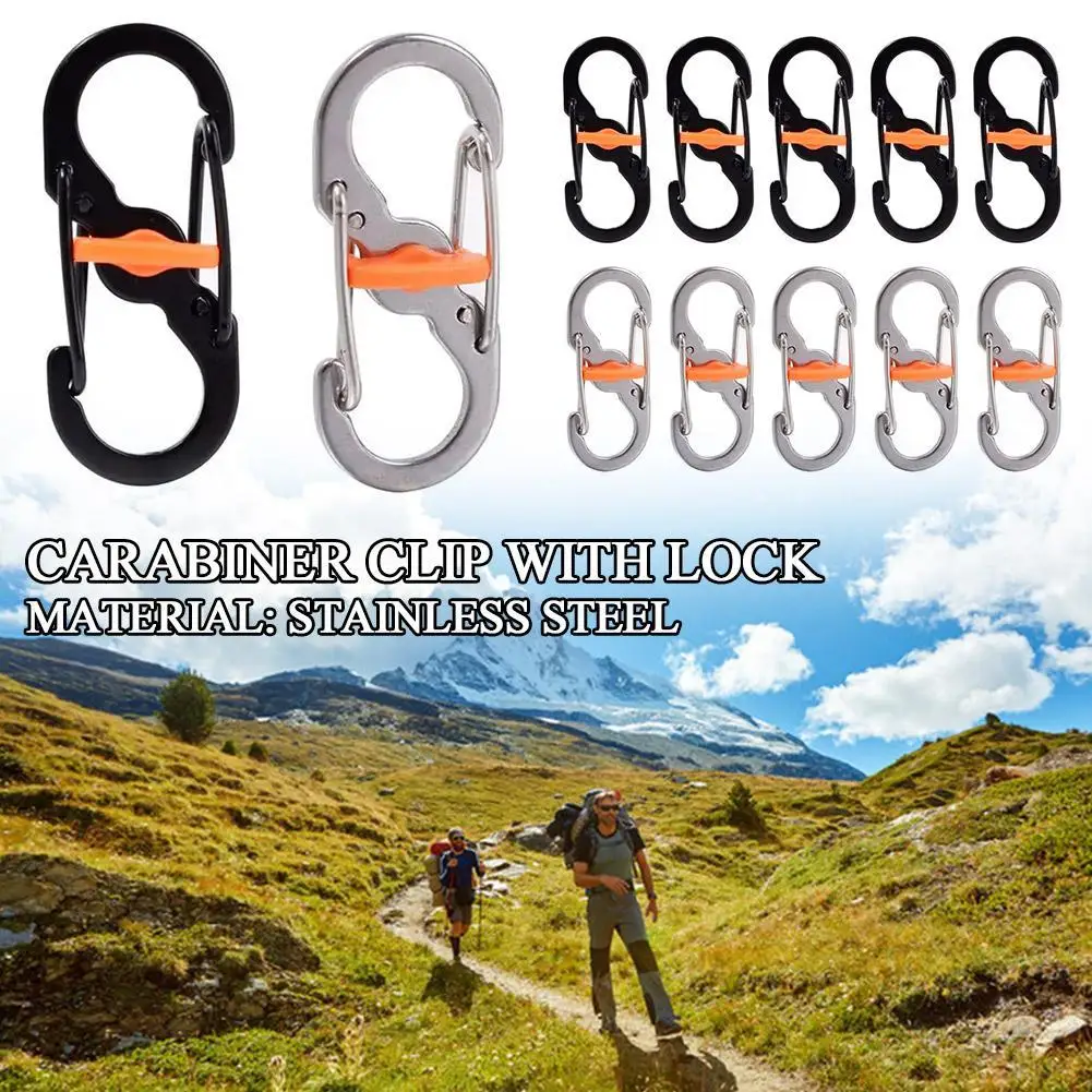 

5Pcs Outdoor 8 Type Carabiner with Lock Anti-theft Backpack Buckle Camping Survival Buckle Multi Key-Lock Tool Accessories