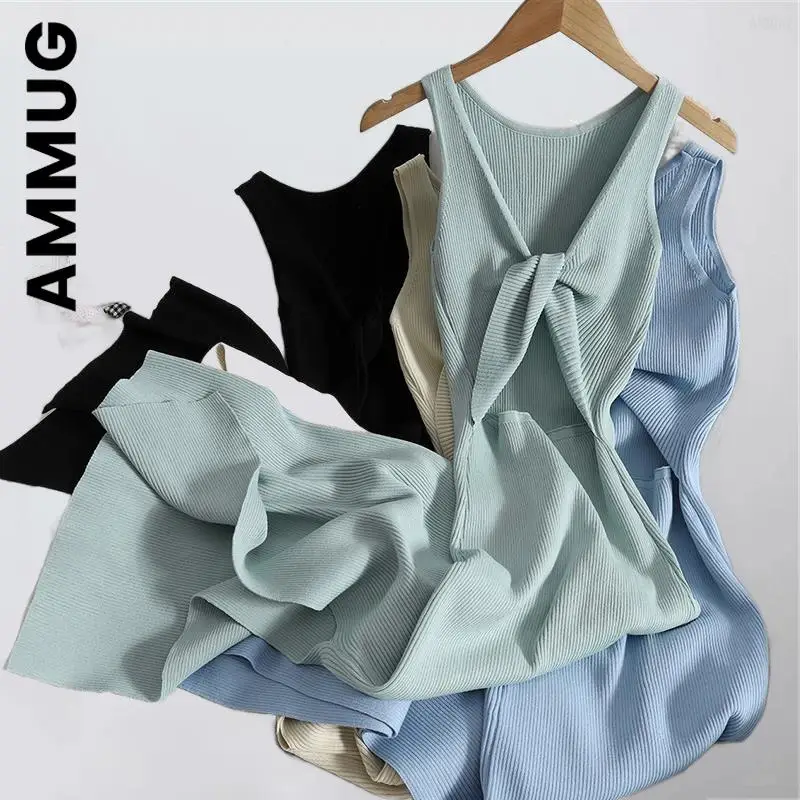 Женское длинное платье с разрезом V-образным вырезом и без рукавов | Женская