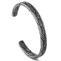 hot silver plated vintage couple bracelet decorated with leaf pattern opening bracelet fashion ladies jewelry gift wholesale
