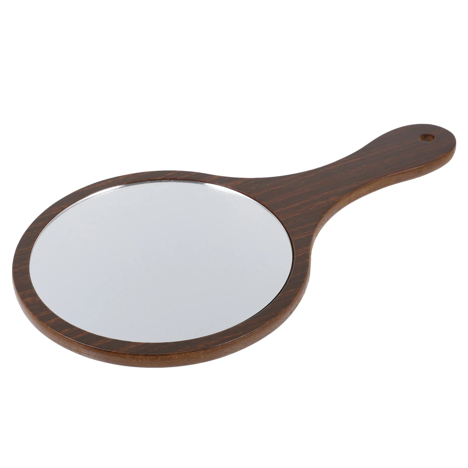 

Mirror Makeup Hand Handheldhandle Wooden Wood Hole Vanity Portabletravel Hangingbeauty Glass Pocket Roundhairdressing
