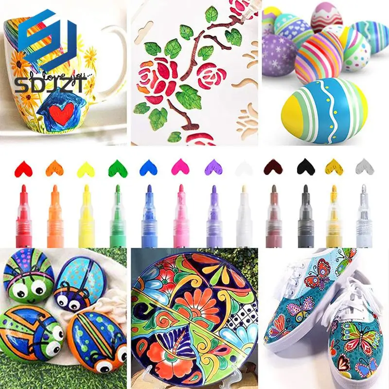 

24 Colors Acrylic Paint Pens Waterproof Permanent Marker Pens Acrylic Pens for DIY Rock Stone Ceramic Glass Mugs Wood
