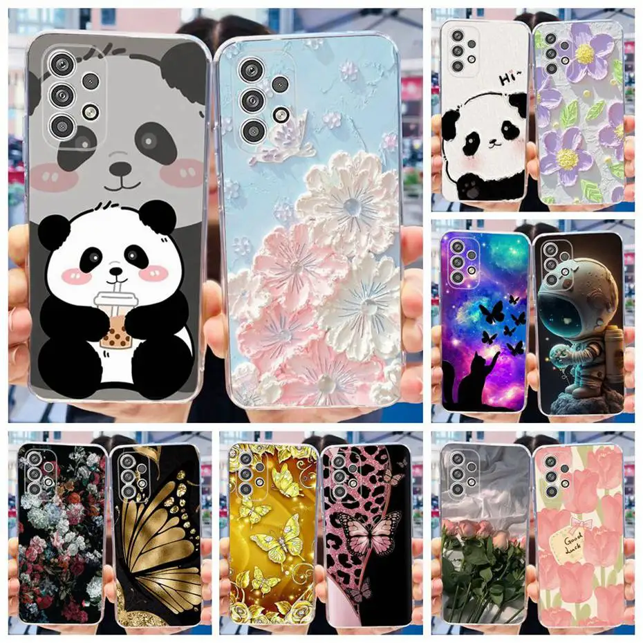 Милый чехол с рисунком для Samsung Galaxy A23 Мягкая силиконовая задняя крышка из ТПУ