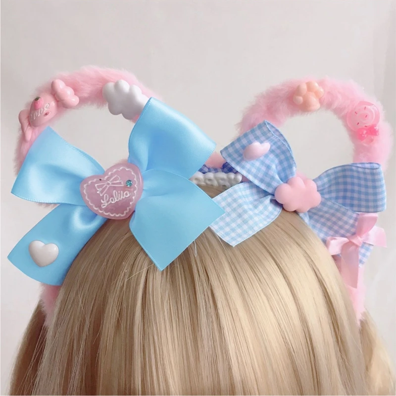 Повязка на голову с милыми медвежьими ушками головной убор сердечками в стиле