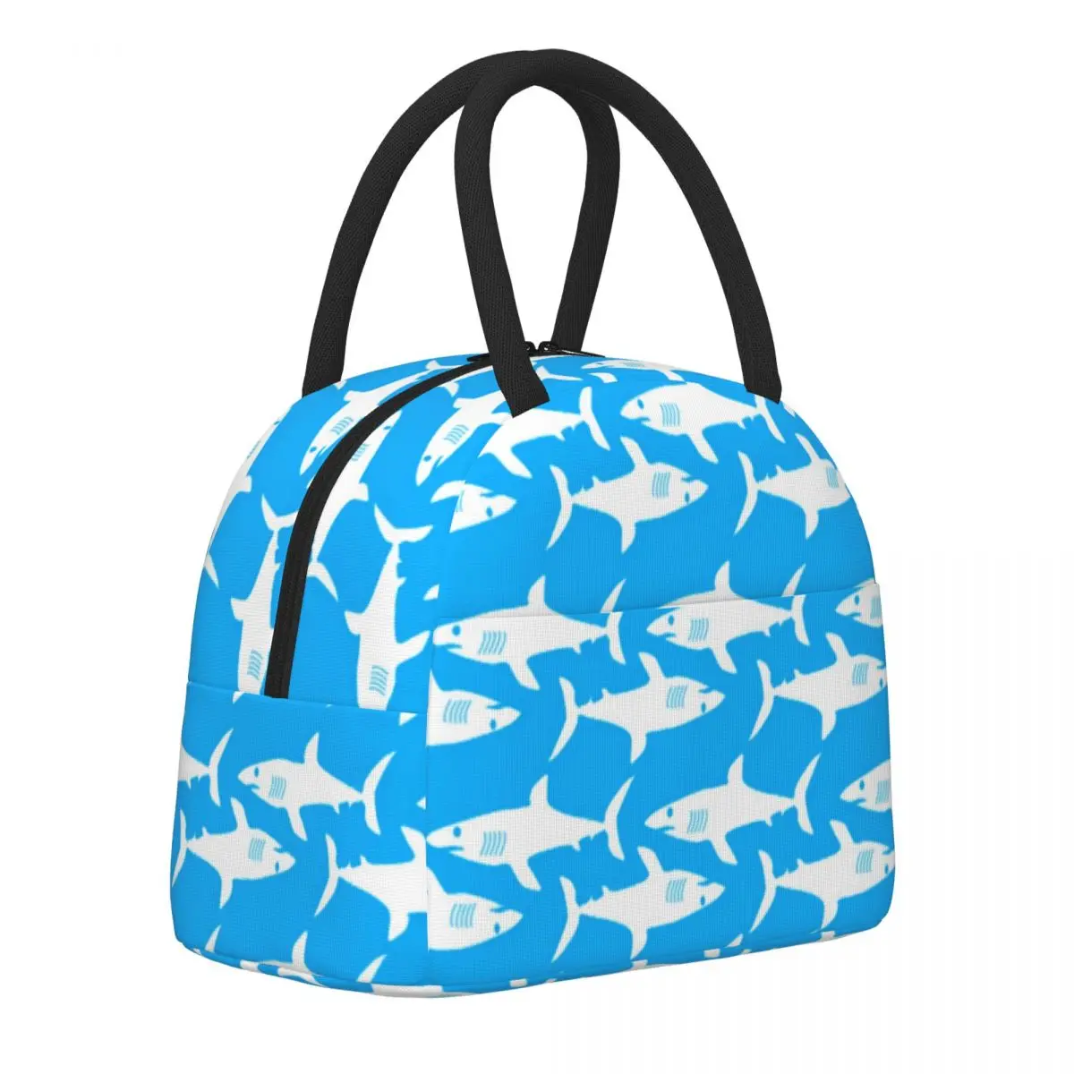 

Большая сумка для ланча с изображением белой акулы, Портативный Ланч-бокс на молнии, Офисная дизайнерская сумка-холодильник, повседневные в...
