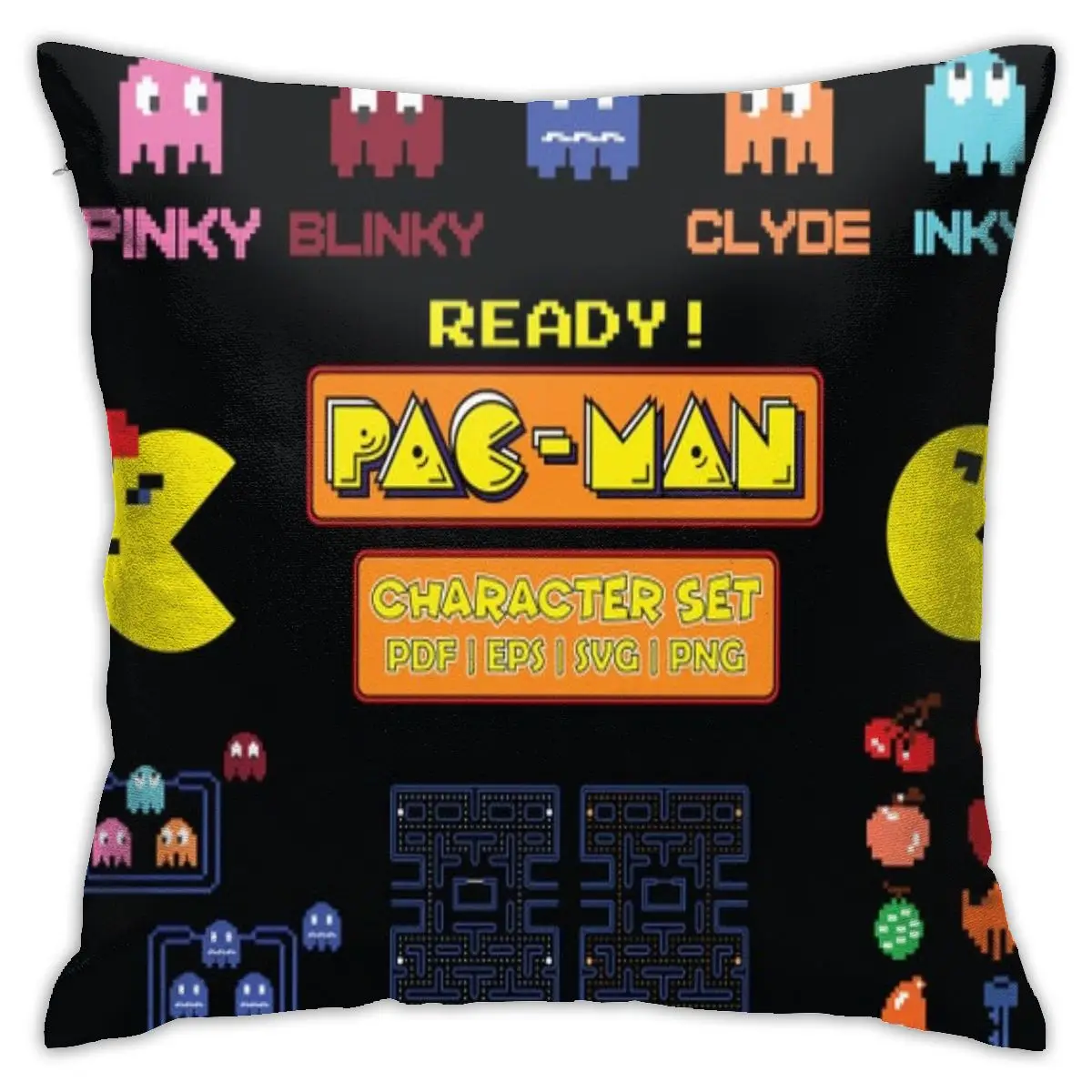 

Pacman Game Over 5 Dakimakura Pillow Case Pillow Cover Sofa Cushion Satin Pillowcase Cushion Cover 45x45cm