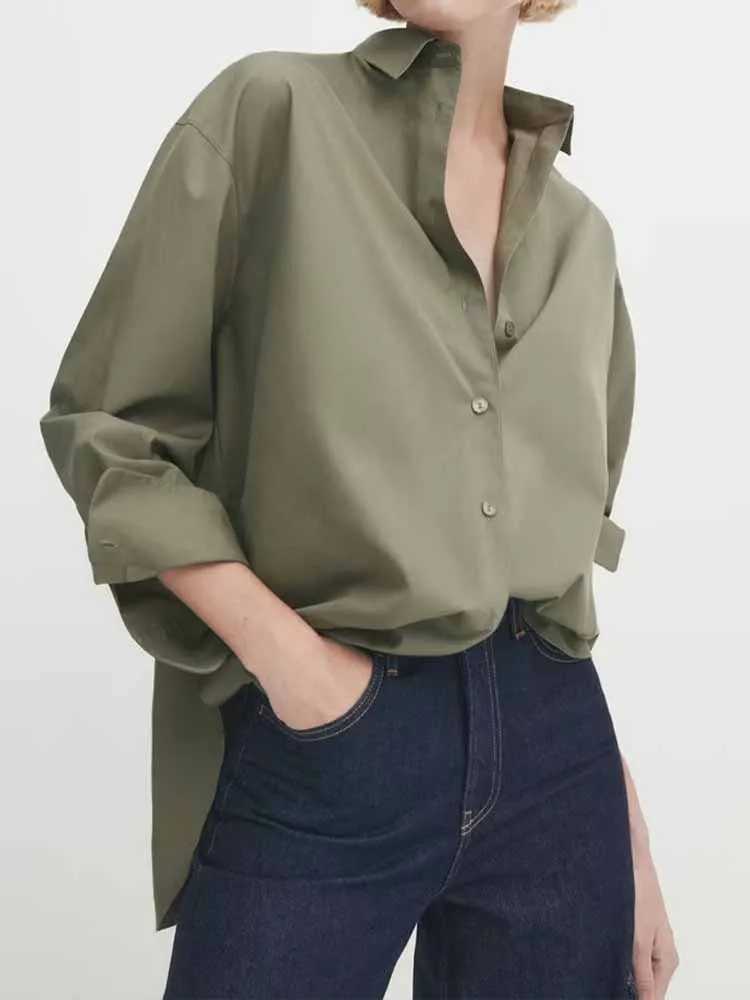 

Блузка женская Свободная Асимметричная из хлопка, модная удобная рубашка во французском стиле, с длинным рукавом, на пуговицах, в винтажном стиле, шикарный топ
