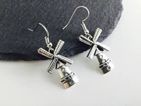 new products hot selling fashion trend jewelry creative design watchtower small windmill pendant earring jewelry