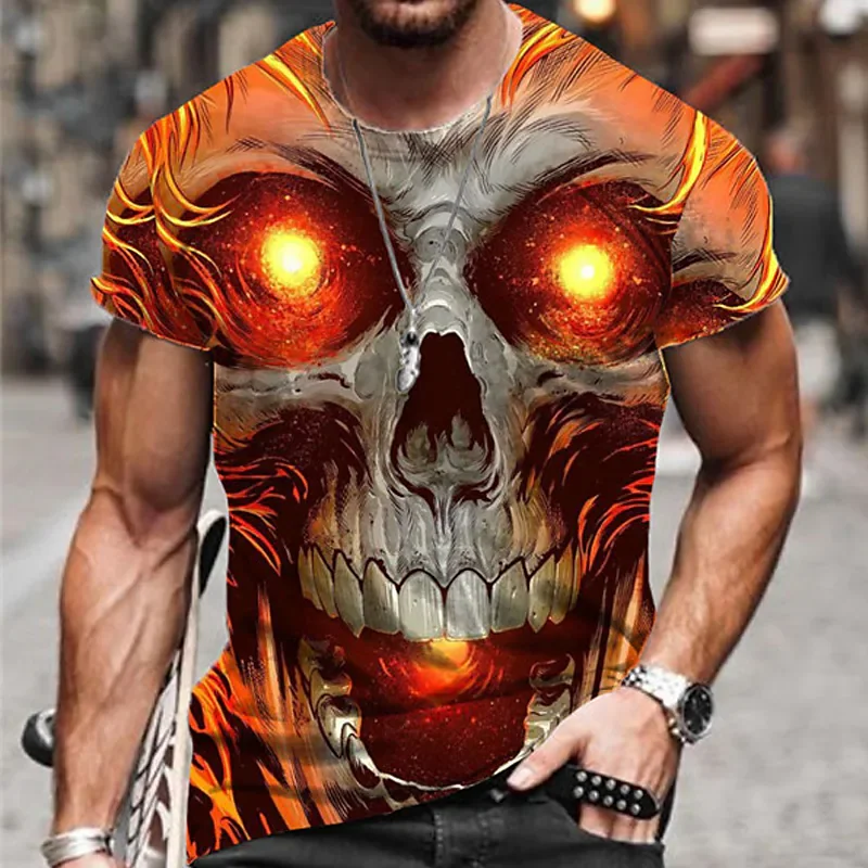 Купи Men's Unisex T shirt Skull Graphic 3D Print Outdoor Street Short Sleeve Print Clothing Apparel Sports Designer Casual Big за 133 рублей в магазине AliExpress