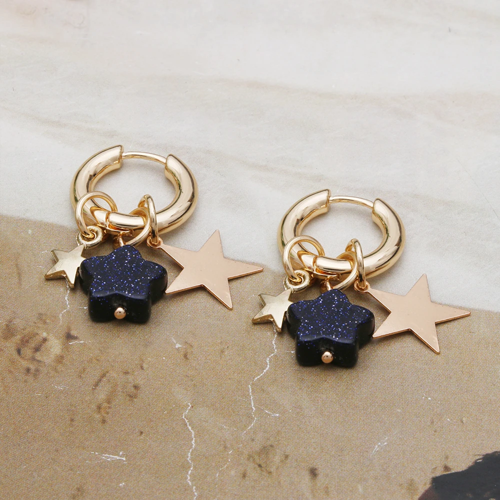 Star Pendant Earrings For Woman Natural Stone star shape Bohemia New Charm Ear Baking Varnish Jewelry Party