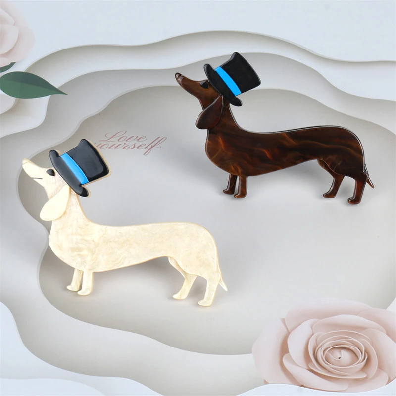 NYN 2 цвета шляпа собака Милая большая акриловая брошь булавки для женщин мужчин