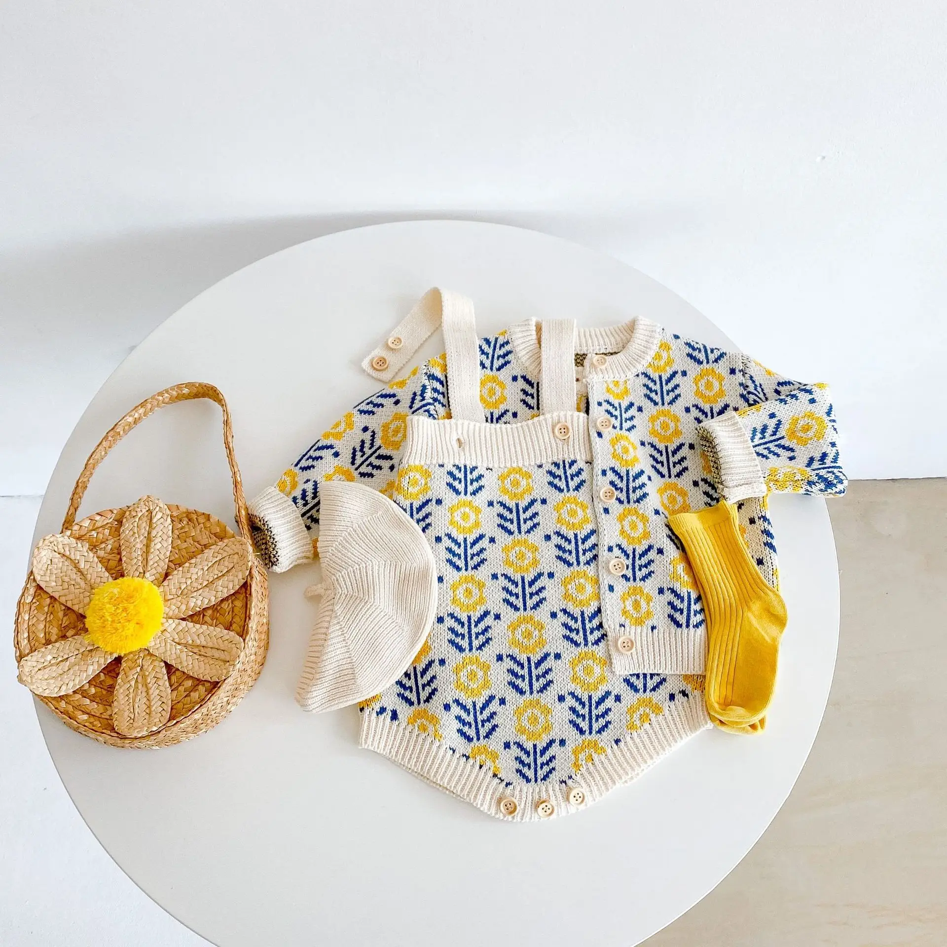 

Infant Baby Sweater Suit 2022 Autumn Spring Girl Knitting Sweater Romper Warm Baby Boy Coat 2pcs Newborn Baby Clothes 0-2 Years