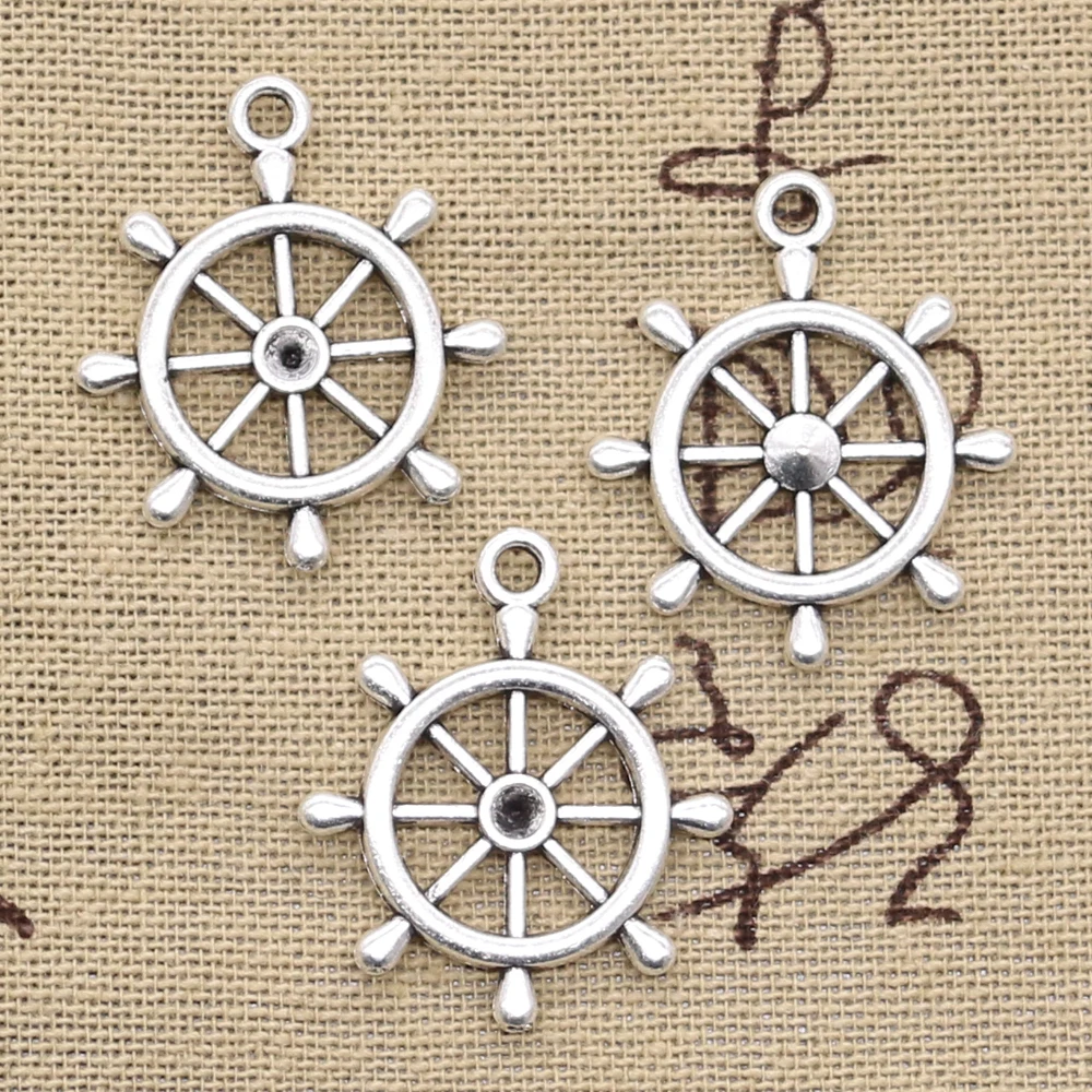 

8pcs Charms Ship Wheel Helm Rudder 28x24mm Antique Silver Color Pendants Making DIY Handmade Tibetan Finding Jewelry