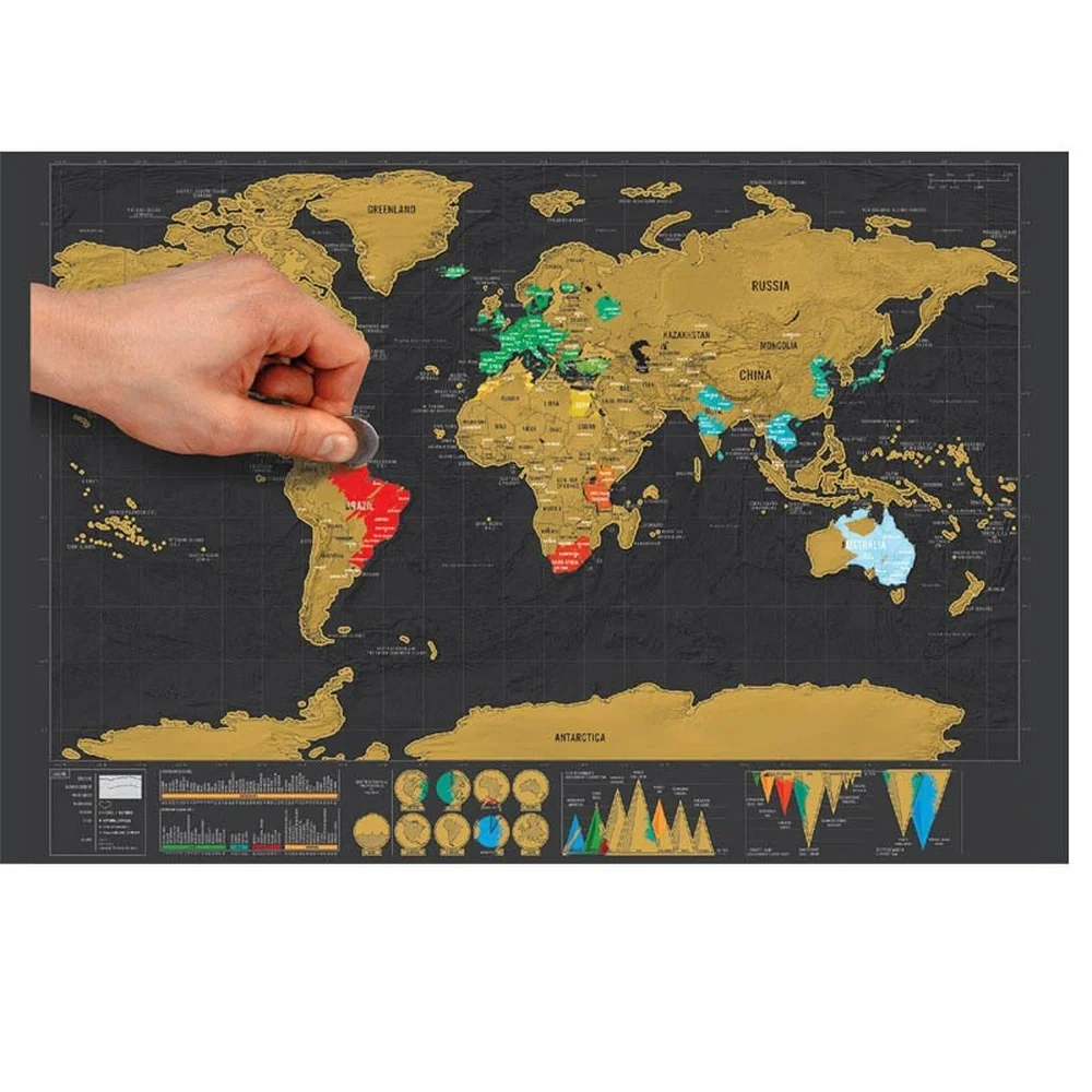 

Высококачественная Роскошная Карта с покрытием от царапин, Прямая поставка, персонализированная карта мира с мини-царапинами для путешест...
