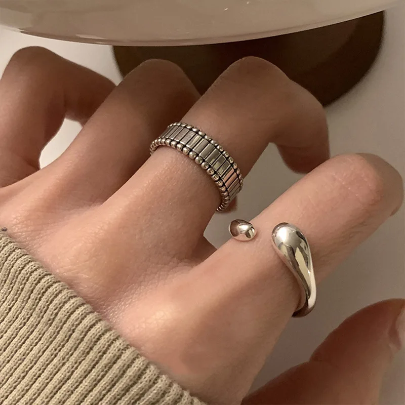 

VENTFILLE Silver Color Korean Irregular Geometry Open Ring for Women Girl Birthday Gift Ins Simplicity Jewelry Dropshipping