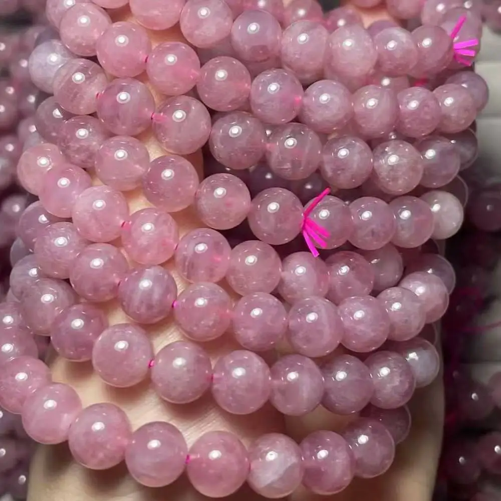 3 браслета около 8-9 мм AKAC натуральный мадагаскар розовый кварц браслет бусины