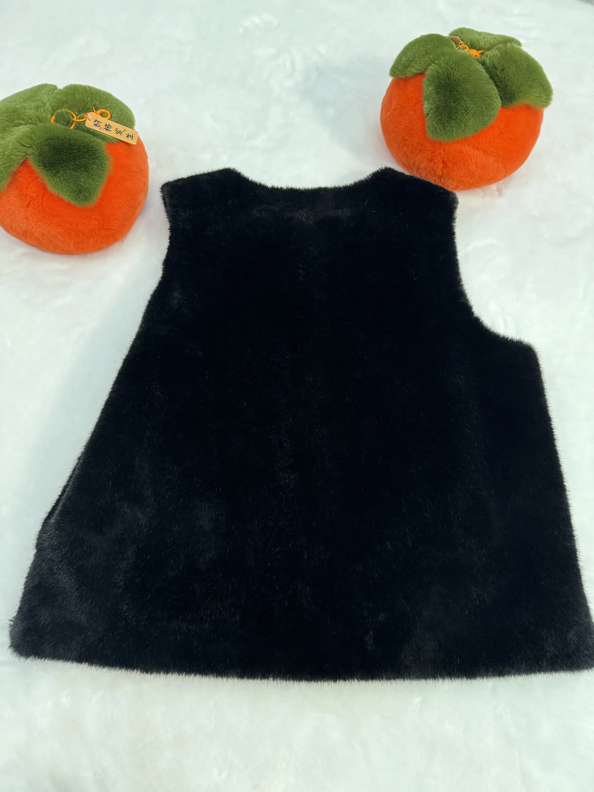 2024 модная черная норковая куртка Женская осенне-зимняя без рукавов с цветными