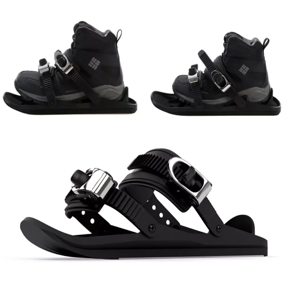 Pair Mini Ski Skates Outdoor Adjustable Wear Esistant Bindings Skiboard Universal for Snow Short Black Snowboard Drop Shipping