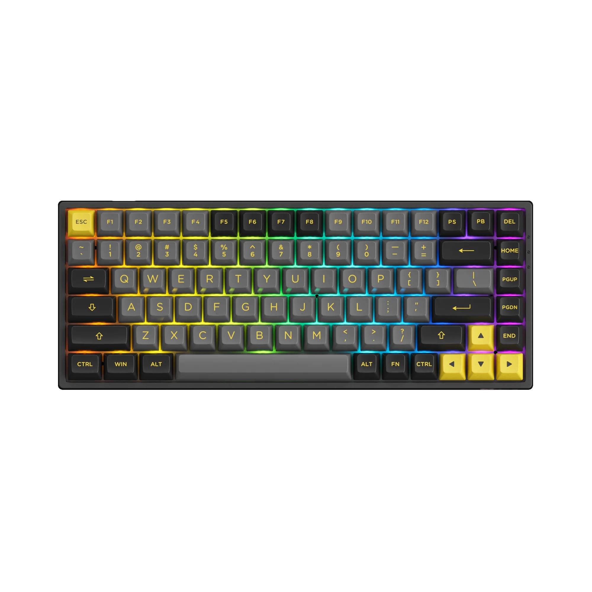 لوحة مفاتيح ألعاب ميكانيكية لاسلكية موديل Akko 3084B Plus باللون الأسود والذهبي RGB قابلة للتبديل 84 مفتاح متعدد الأوضاع BT 5.0/2.4GHz/Type-C PBT أغطية مفاتيح