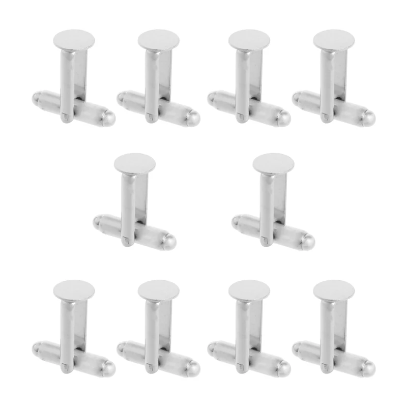 

Piercing Classic 10 Pcs Men's Cufflinks Cuff Link Silver Tone Backs Blanks 0.31"