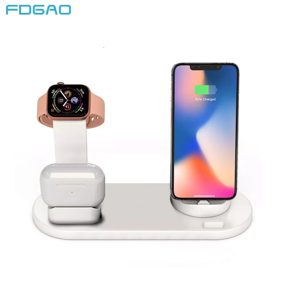 

3 in 1 Charging Base Dock Stand For iPhone 13 12 11 X XR XS 8 7 Plus USB Charger Station For Apple Watch 2/3/4/5/6/7 AirPos Pro