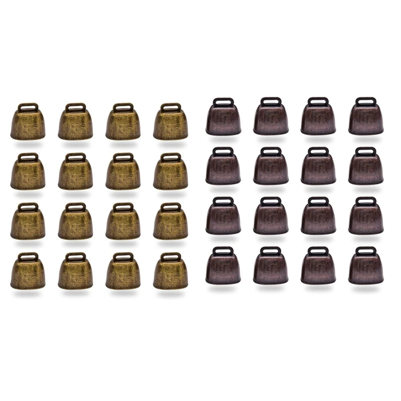 

New 32PCS Vintage Style Metal Cow Bell, Animal Anti-Lost Bell,Used In Festive Cheering Calling Bell,Bronze & Red Bronze