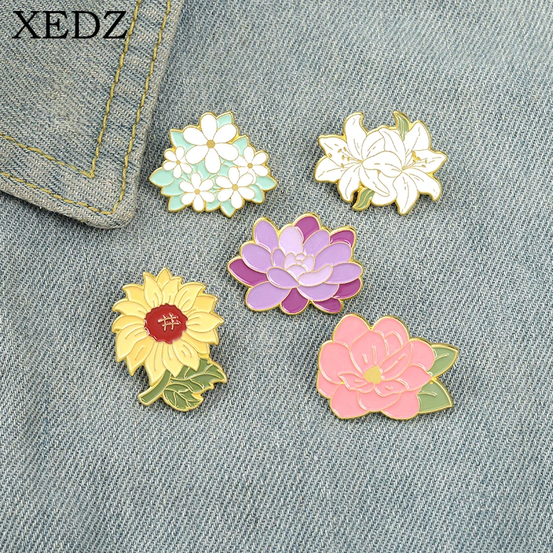

Cherry Blossom Flower Series Enamel Brooch Sunflower Morning Glory Rose Brooch Cartoon Flower Jewelry Gifts for Childs Friends