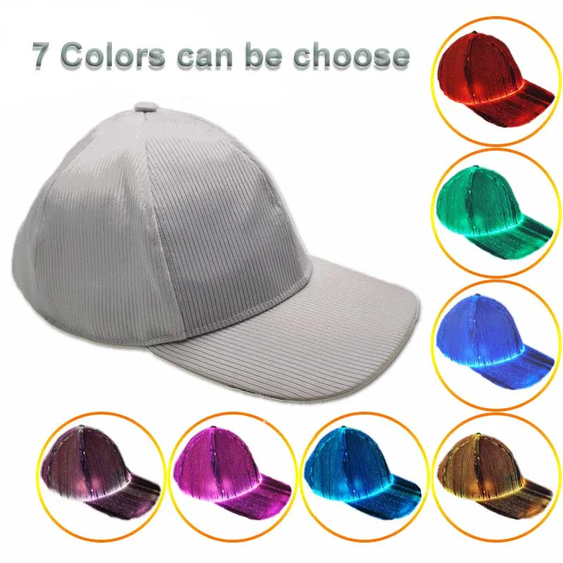 

Новинка Рождественский подарок светодиодная волоконная светящаяся Шляпа черно-белая светящаяся шляпа наружная бейсболка со светодиодной подсветкой бейсболка для выступлений