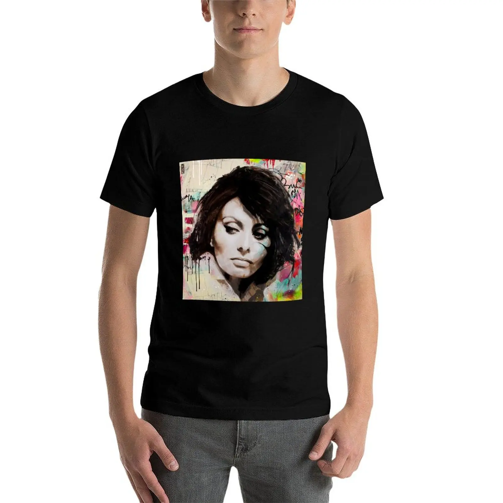 Футболка Sophia Loren в стиле поп-арт футболки с аниме футболка на заказ мужские Stuff