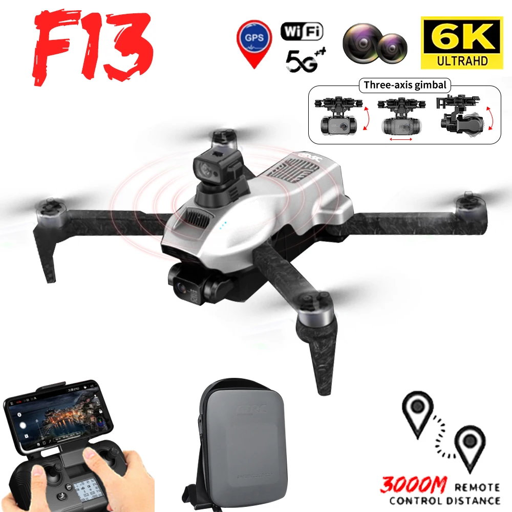 

4DRC F13 GPS Drone 6k Profesional HD Camera 3km EIS 3-axis Anti-Shake Gimbal FPV Drones Brushless Quadcopter RC Helicopter Dron