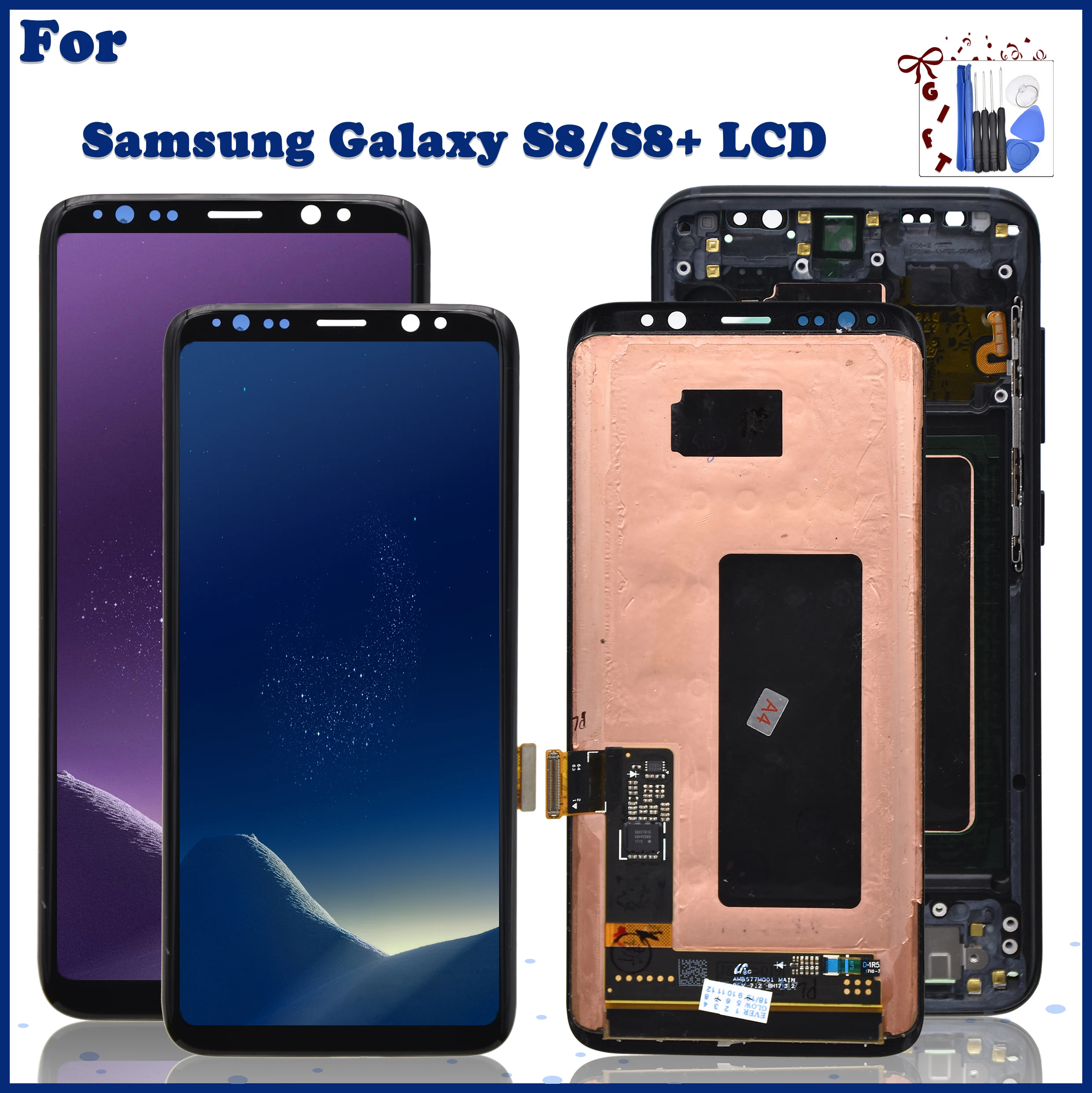 Super Amoled Original For Samsung Galaxy S8 G950F G950FD Display Touch Screen Digitizer Assembly Replacement S8 Plus G955 G955F