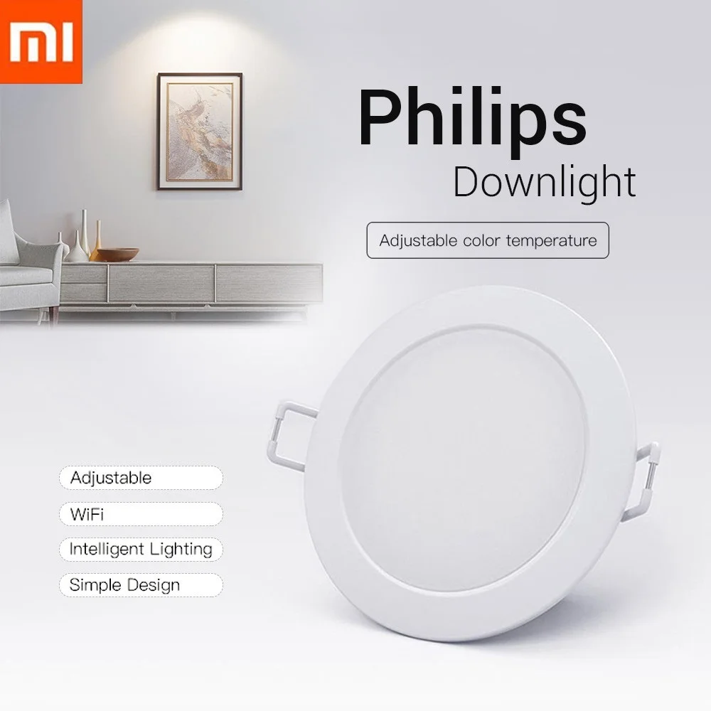 

Original Xiaomi Smart Downlight Philips Zhirui Light 220V 3000 - 5700k Adjustable Color Ceiling Lamp App Smart Remote Control