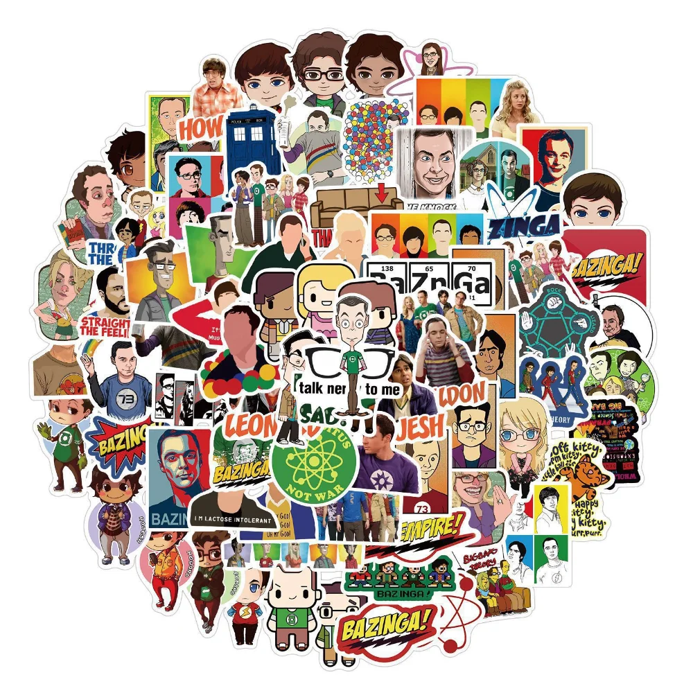 

100Pcs Cartoon TV Series The Big Bang Theory Stickers Graffiti for Luggage Car Laptop Notebook Decal Fridge Skateboard Sticker