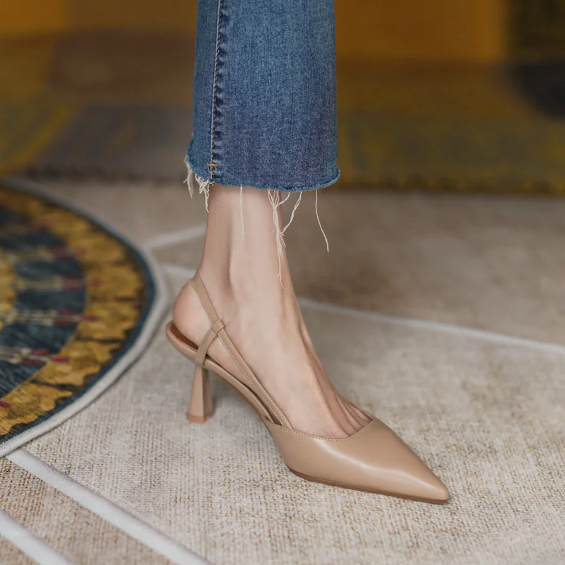 

Босоножки женские кожаные, низкие шлепанцы на низком каблуке, Нескользящие, из термопластичной резины, римские сандалии, низкий каблук