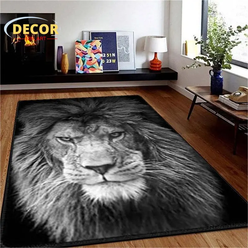 

Lion Carpet 3D Printing Animal Rug For Bedroom Bathroom Floor Child Play Area Flannel Mat Home Decoration Non-Slip Washable